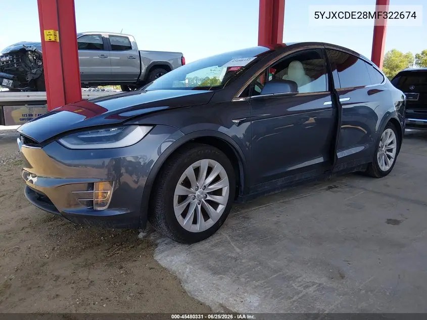 2021 Tesla Model X Long Range Dual Motor All-Wheel Drive/Long Range Plus Dual Motor All-Wheel Drive VIN: 5YJXCDE28MF322674 Lot: 45480331
