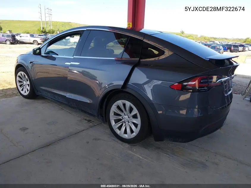 2021 Tesla Model X Long Range Dual Motor All-Wheel Drive/Long Range Plus Dual Motor All-Wheel Drive VIN: 5YJXCDE28MF322674 Lot: 45480331