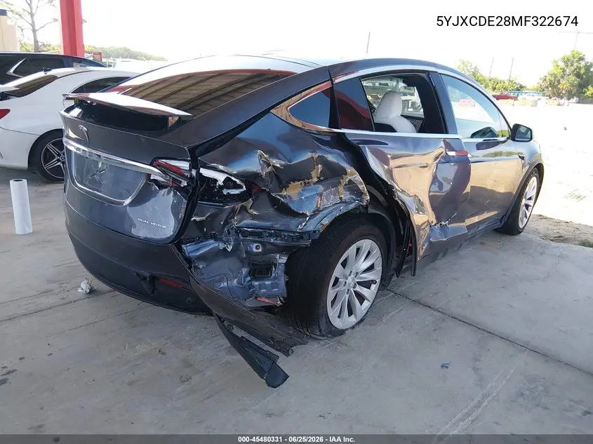 2021 Tesla Model X Long Range Dual Motor All-Wheel Drive/Long Range Plus Dual Motor All-Wheel Drive VIN: 5YJXCDE28MF322674 Lot: 45480331