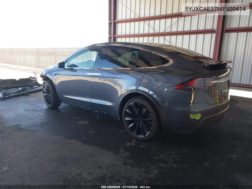 2021 Tesla Model X Long Range Dual Motor All-Wheel Drive/Long Range Plus Dual Motor All-Wheel Drive VIN: 5YJXCAE27MF320414 Lot: 45586549
