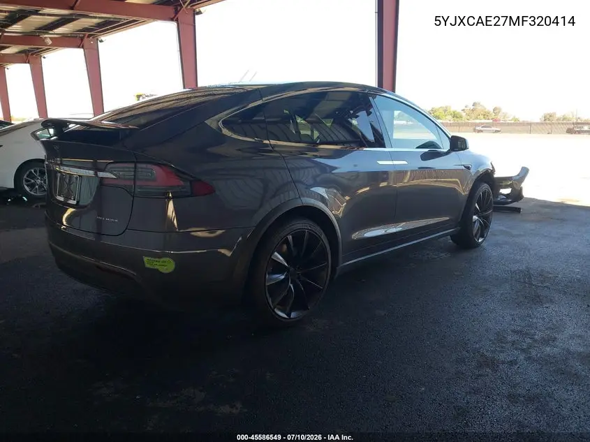 2021 Tesla Model X Long Range Dual Motor All-Wheel Drive/Long Range Plus Dual Motor All-Wheel Drive VIN: 5YJXCAE27MF320414 Lot: 45586549