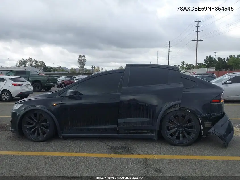 2022 Tesla Model X Plaid Tri Motor All-Wheel Drive VIN: 7SAXCBE69NF354545 Lot: 45153224
