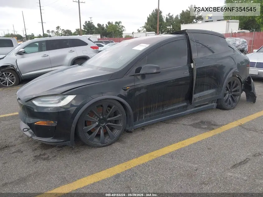 2022 Tesla Model X Plaid Tri Motor All-Wheel Drive VIN: 7SAXCBE69NF354545 Lot: 45153224