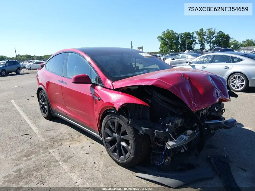 2022 Tesla Model X Plaid Tri Motor All-Wheel Drive VIN: 7SAXCBE62NF354659 Lot: 45241844