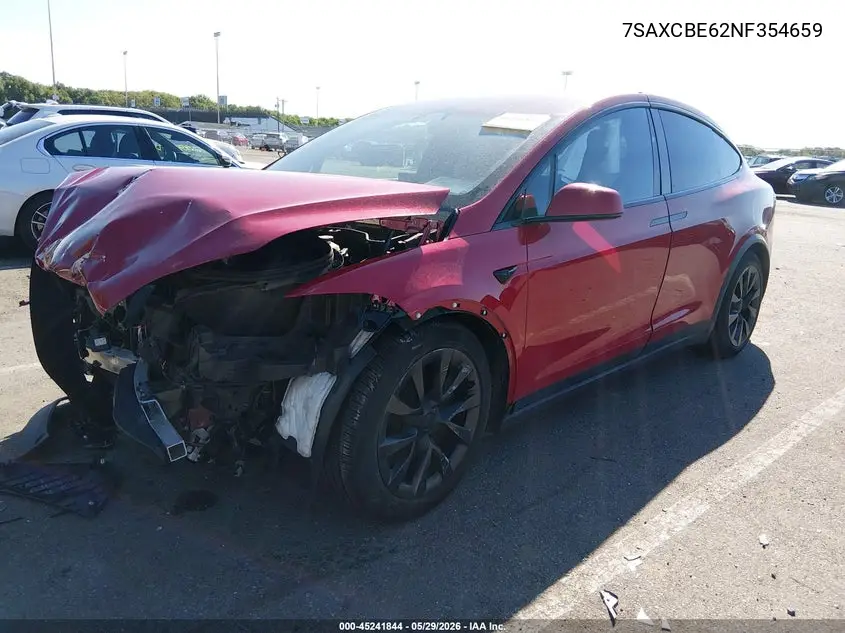2022 Tesla Model X Plaid Tri Motor All-Wheel Drive VIN: 7SAXCBE62NF354659 Lot: 45241844