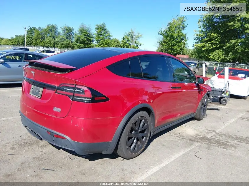 2022 Tesla Model X Plaid Tri Motor All-Wheel Drive VIN: 7SAXCBE62NF354659 Lot: 45241844