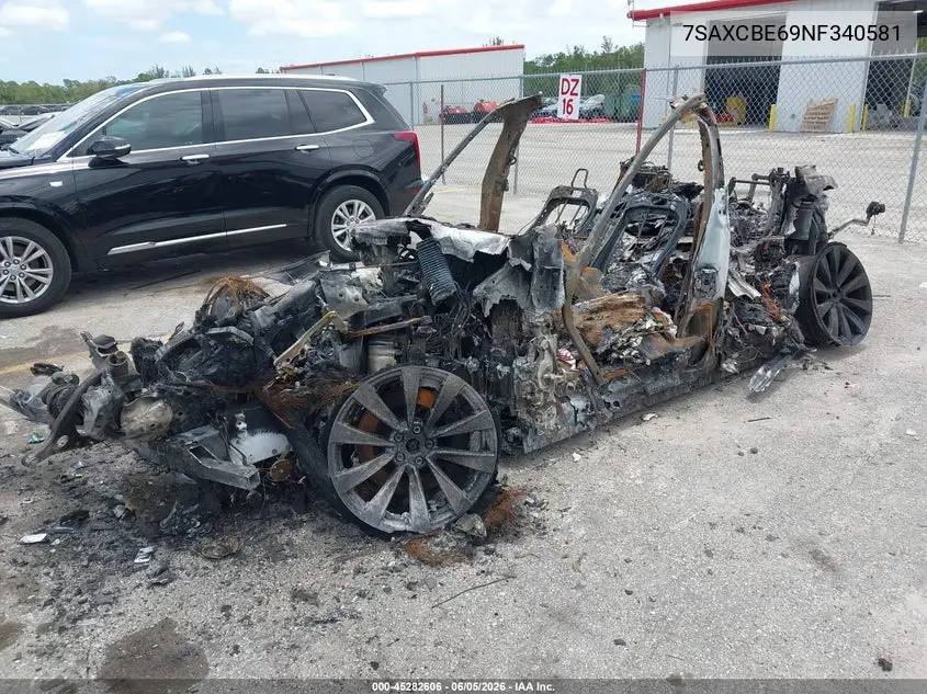 2022 Tesla Model X Plaid Tri Motor All-Wheel Drive VIN: 7SAXCBE69NF340581 Lot: 45282606