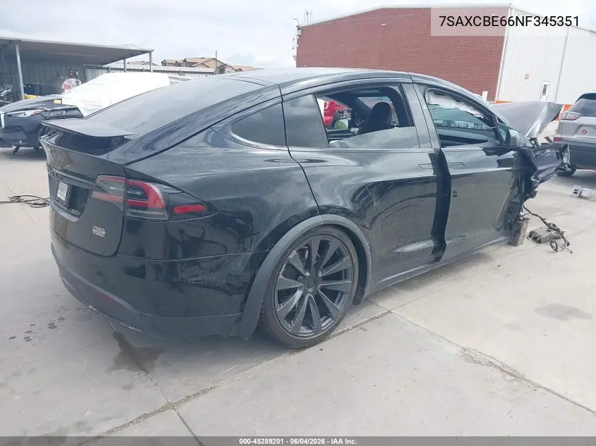 2022 Tesla Model X Plaid Tri Motor All-Wheel Drive VIN: 7SAXCBE66NF345351 Lot: 45289201