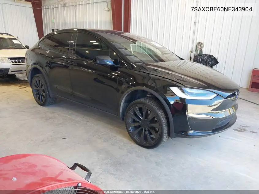 2022 Tesla Model X Plaid Tri Motor All-Wheel Drive VIN: 7SAXCBE60NF343904 Lot: 45294089