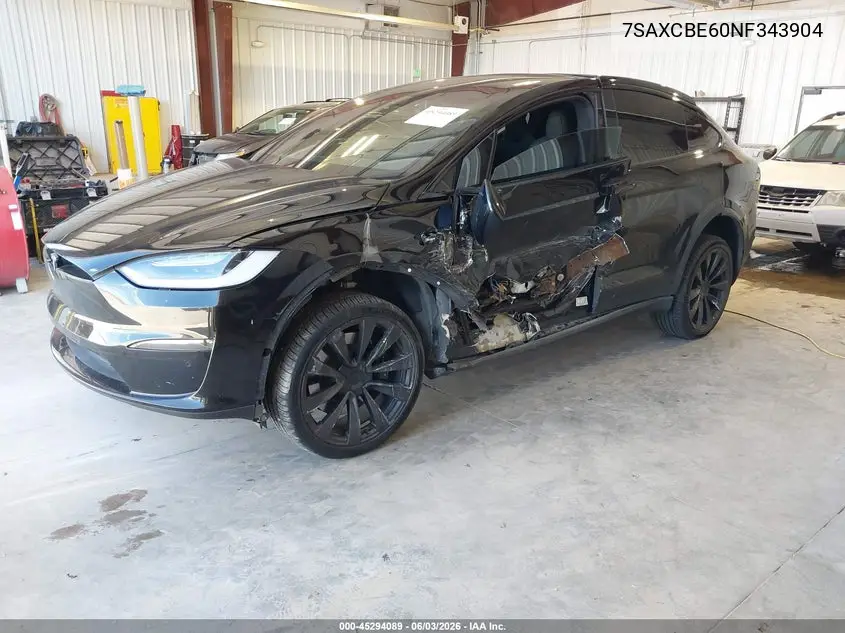 2022 Tesla Model X Plaid Tri Motor All-Wheel Drive VIN: 7SAXCBE60NF343904 Lot: 45294089