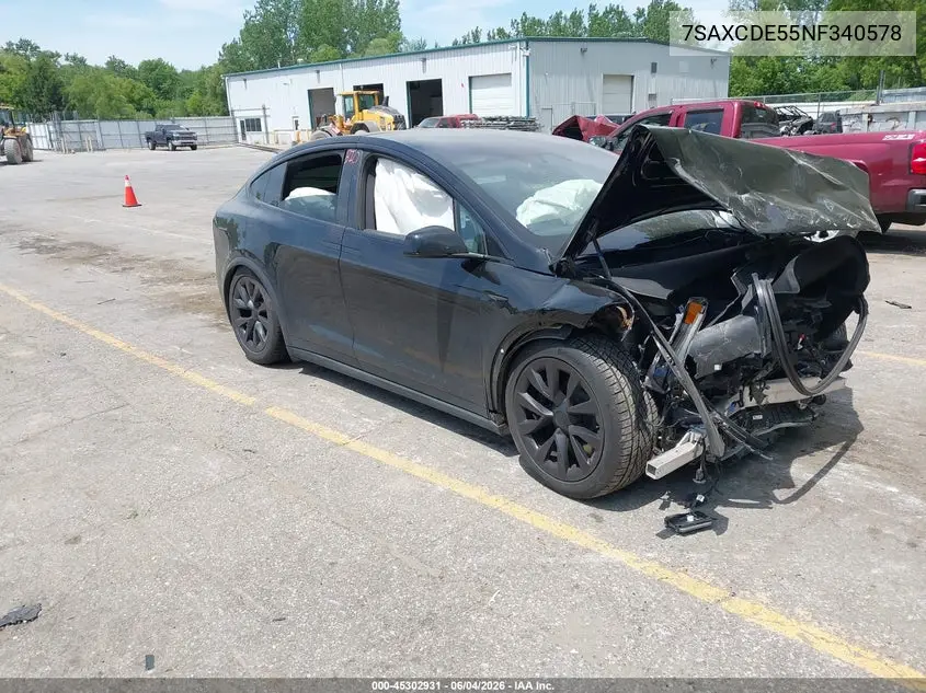 2022 Tesla Model X Dual Motor All-Wheel Drive/Plaid Tri Motor All-Wheel Drive VIN: 7SAXCDE55NF340578 Lot: 45302931