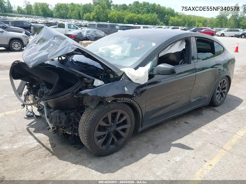 2022 Tesla Model X Dual Motor All-Wheel Drive/Plaid Tri Motor All-Wheel Drive VIN: 7SAXCDE55NF340578 Lot: 45302931