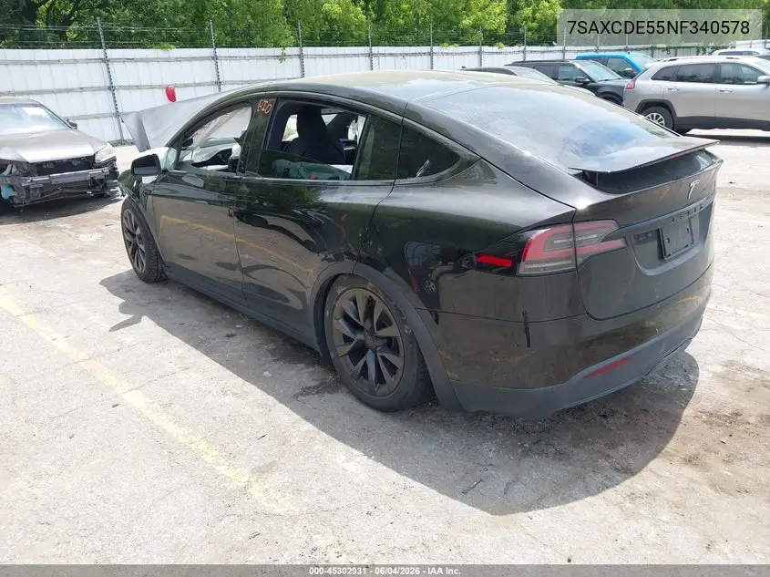 2022 Tesla Model X Dual Motor All-Wheel Drive/Plaid Tri Motor All-Wheel Drive VIN: 7SAXCDE55NF340578 Lot: 45302931