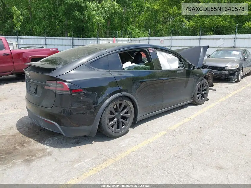 2022 Tesla Model X Dual Motor All-Wheel Drive/Plaid Tri Motor All-Wheel Drive VIN: 7SAXCDE55NF340578 Lot: 45302931