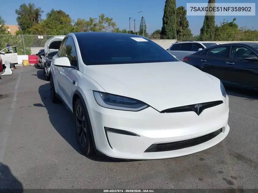 2022 Tesla Model X Dual Motor All-Wheel Drive/Plaid Tri Motor All-Wheel Drive VIN: 7SAXCDE51NF358902 Lot: 45337874