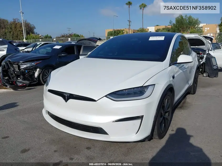 2022 Tesla Model X Dual Motor All-Wheel Drive/Plaid Tri Motor All-Wheel Drive VIN: 7SAXCDE51NF358902 Lot: 45337874
