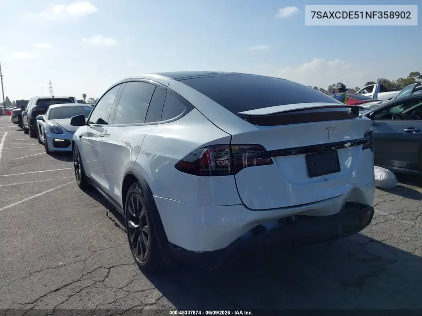 2022 Tesla Model X Dual Motor All-Wheel Drive/Plaid Tri Motor All-Wheel Drive VIN: 7SAXCDE51NF358902 Lot: 45337874