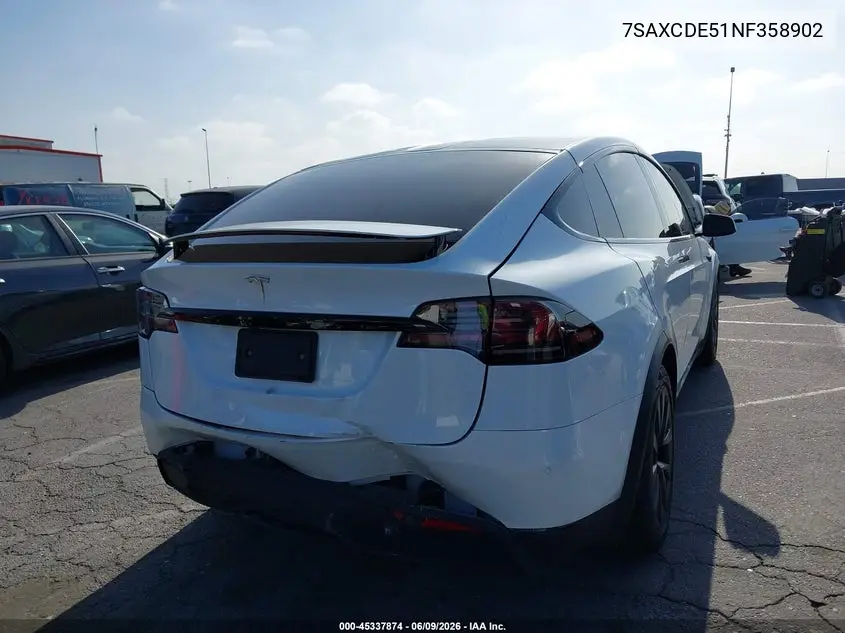 2022 Tesla Model X Dual Motor All-Wheel Drive/Plaid Tri Motor All-Wheel Drive VIN: 7SAXCDE51NF358902 Lot: 45337874
