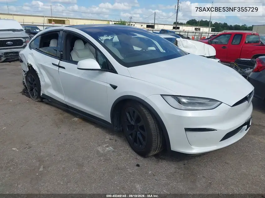 2022 Tesla Model X Dual Motor All-Wheel Drive VIN: 7SAXCBE53NF355729 Lot: 45346145
