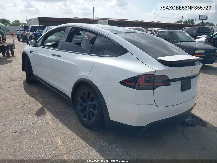 2022 Tesla Model X Dual Motor All-Wheel Drive VIN: 7SAXCBE53NF355729 Lot: 45346145