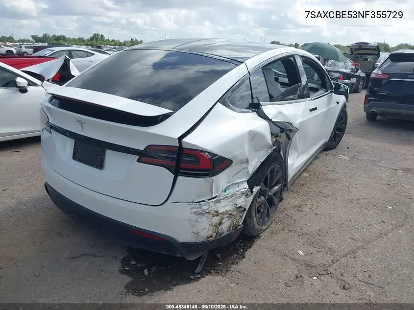 2022 Tesla Model X Dual Motor All-Wheel Drive VIN: 7SAXCBE53NF355729 Lot: 45346145