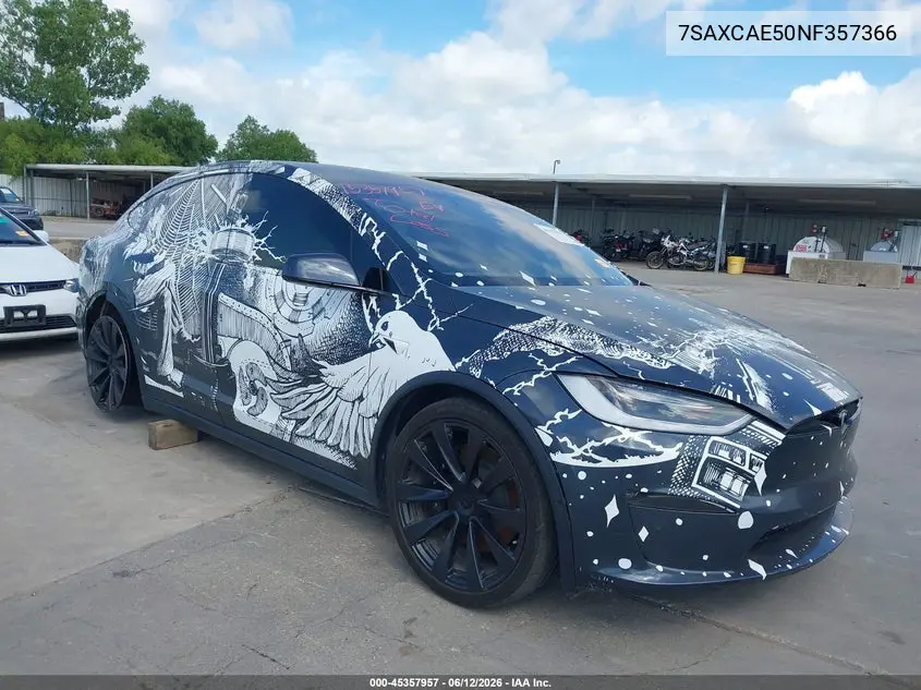 2022 Tesla Model X Dual Motor All-Wheel Drive VIN: 7SAXCAE50NF357366 Lot: 45357957