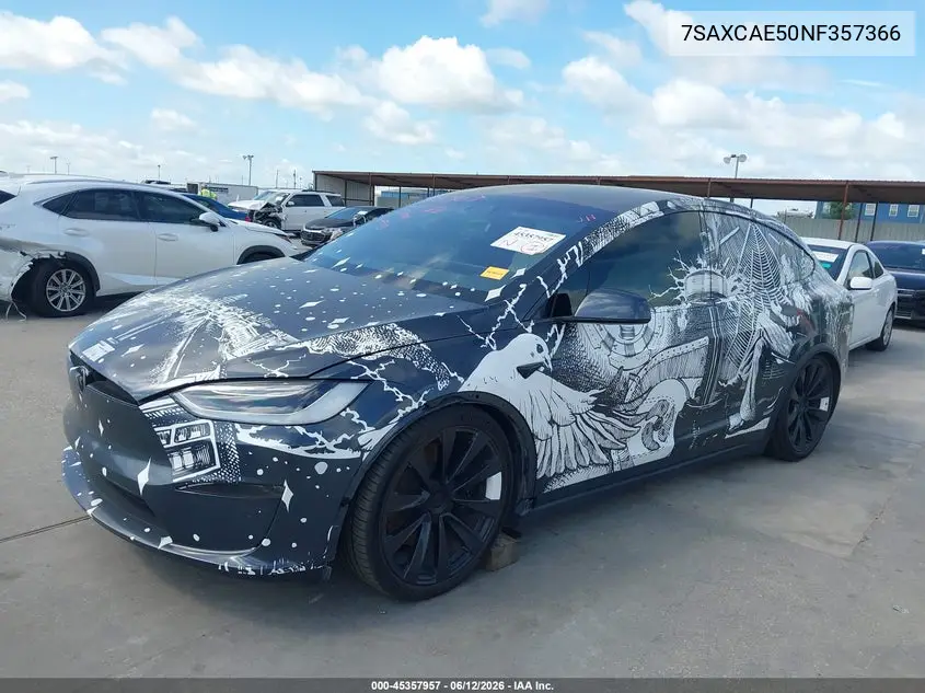 2022 Tesla Model X Dual Motor All-Wheel Drive VIN: 7SAXCAE50NF357366 Lot: 45357957