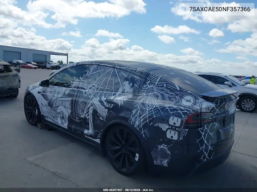 2022 Tesla Model X Dual Motor All-Wheel Drive VIN: 7SAXCAE50NF357366 Lot: 45357957
