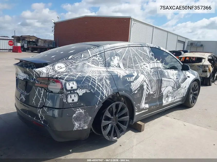 2022 Tesla Model X Dual Motor All-Wheel Drive VIN: 7SAXCAE50NF357366 Lot: 45357957