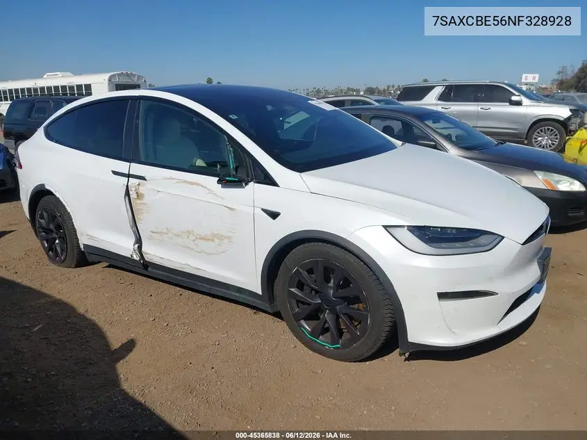2022 Tesla Model X Dual Motor All-Wheel Drive VIN: 7SAXCBE56NF328928 Lot: 45365838