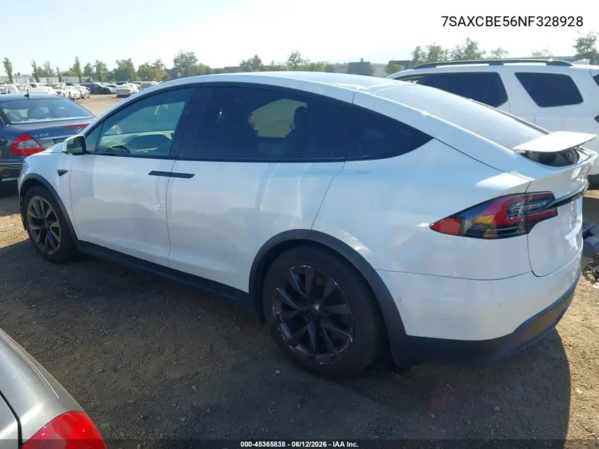 2022 Tesla Model X Dual Motor All-Wheel Drive VIN: 7SAXCBE56NF328928 Lot: 45365838