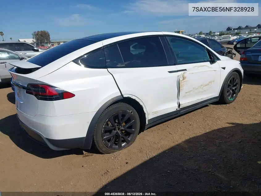 2022 Tesla Model X Dual Motor All-Wheel Drive VIN: 7SAXCBE56NF328928 Lot: 45365838