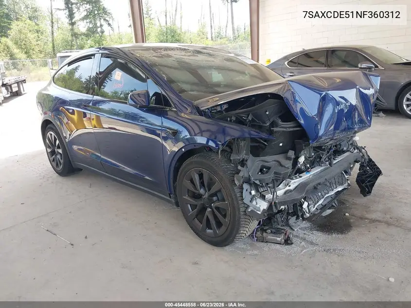 2022 Tesla Model X Dual Motor All-Wheel Drive/Plaid Tri Motor All-Wheel Drive VIN: 7SAXCDE51NF360312 Lot: 45448558