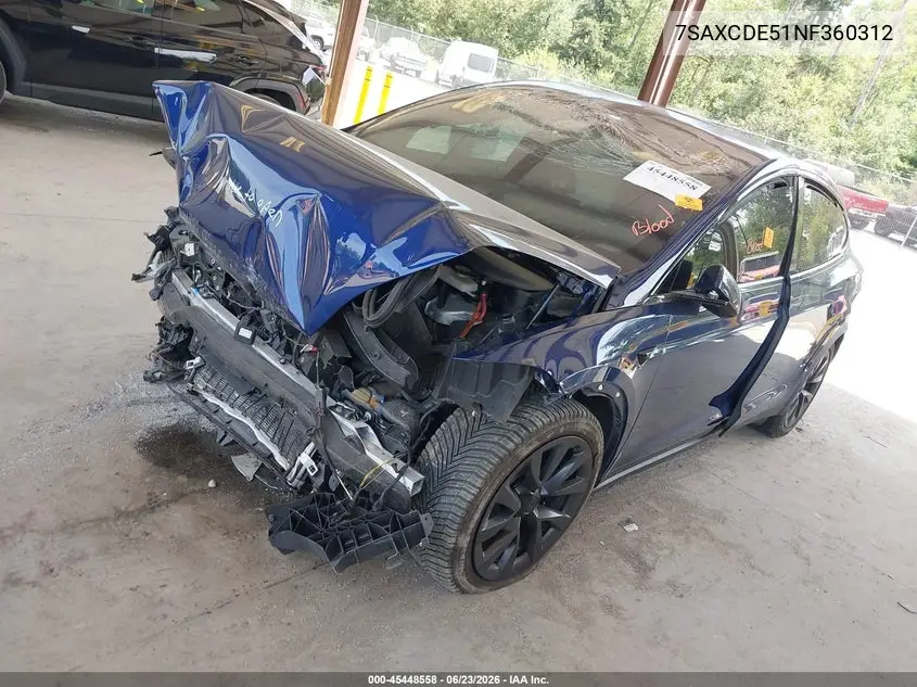 2022 Tesla Model X Dual Motor All-Wheel Drive/Plaid Tri Motor All-Wheel Drive VIN: 7SAXCDE51NF360312 Lot: 45448558