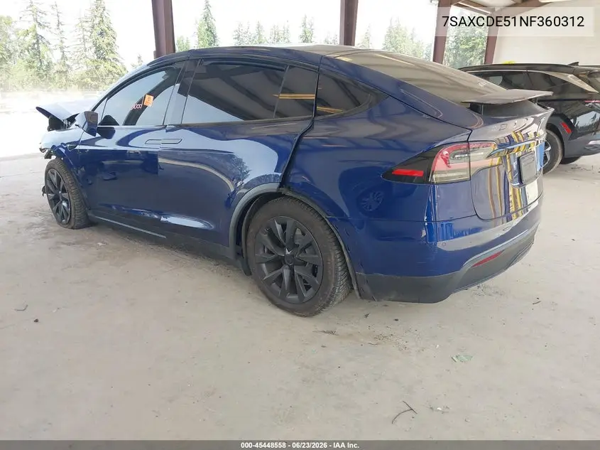 2022 Tesla Model X Dual Motor All-Wheel Drive/Plaid Tri Motor All-Wheel Drive VIN: 7SAXCDE51NF360312 Lot: 45448558