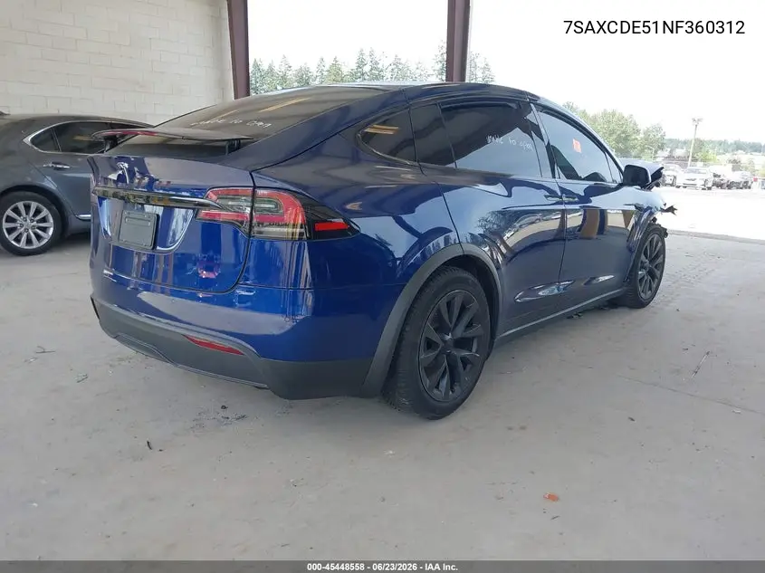 2022 Tesla Model X Dual Motor All-Wheel Drive/Plaid Tri Motor All-Wheel Drive VIN: 7SAXCDE51NF360312 Lot: 45448558