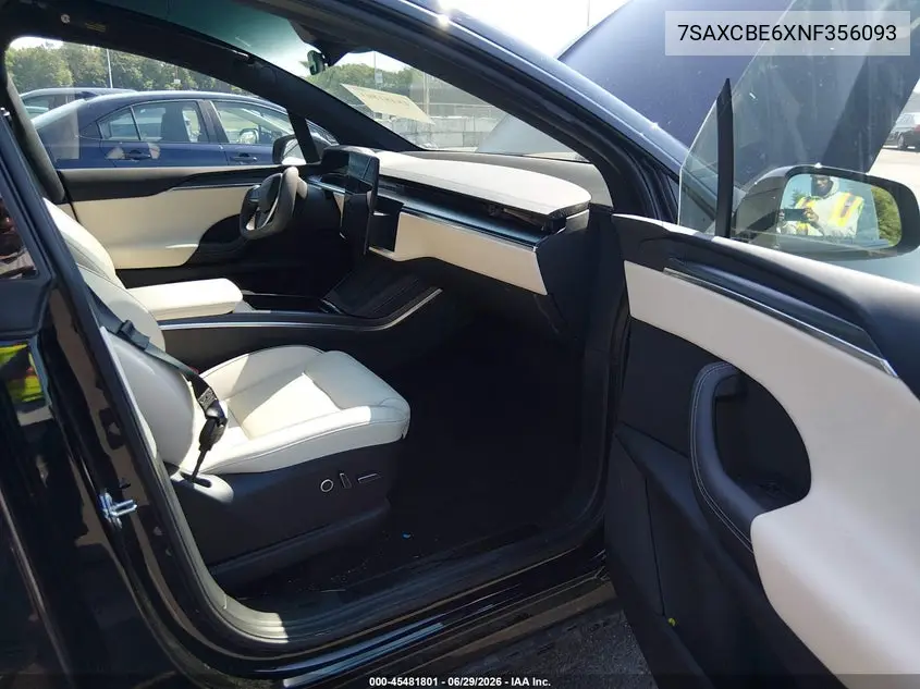 2022 Tesla Model X Plaid Tri Motor All-Wheel Drive VIN: 7SAXCBE6XNF356093 Lot: 45481801