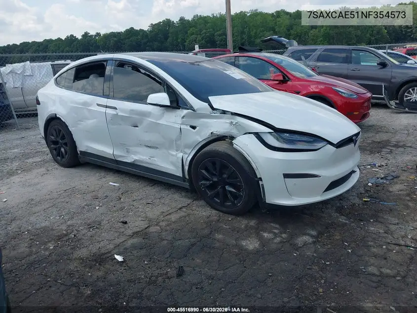 2022 Tesla Model X Dual Motor All-Wheel Drive VIN: 7SAXCAE51NF354573 Lot: 45516990