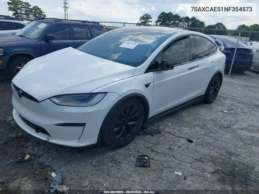 2022 Tesla Model X Dual Motor All-Wheel Drive VIN: 7SAXCAE51NF354573 Lot: 45516990