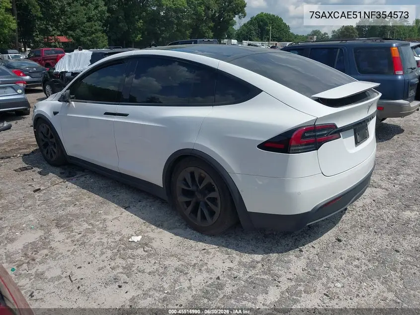 2022 Tesla Model X Dual Motor All-Wheel Drive VIN: 7SAXCAE51NF354573 Lot: 45516990