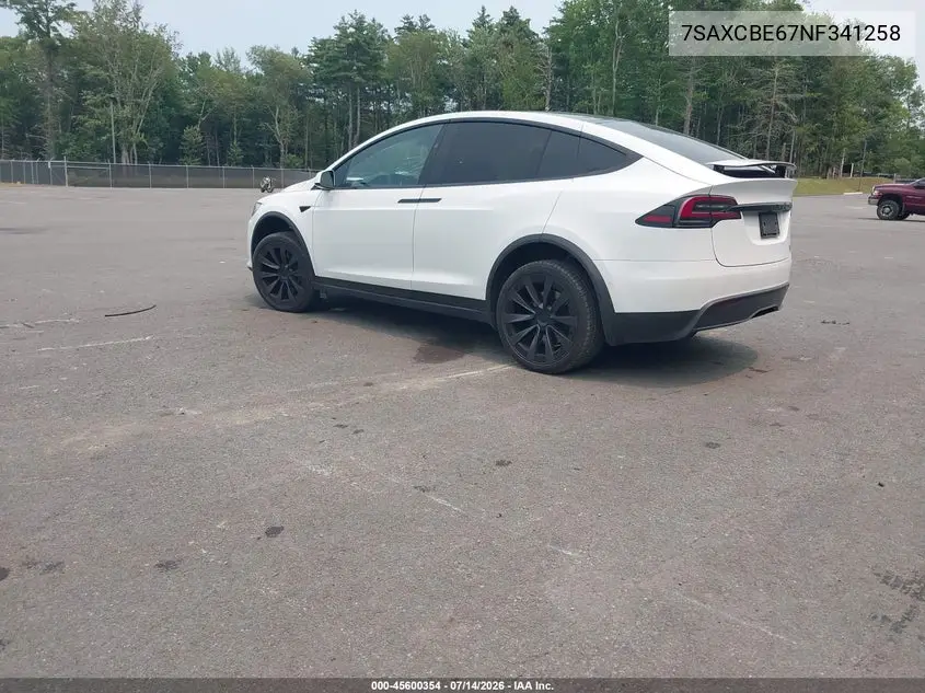 2022 Tesla Model X Plaid Tri Motor All-Wheel Drive VIN: 7SAXCBE67NF341258 Lot: 45600354