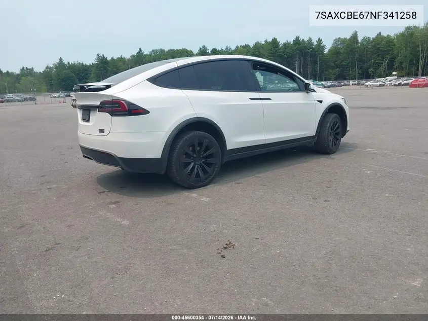 2022 Tesla Model X Plaid Tri Motor All-Wheel Drive VIN: 7SAXCBE67NF341258 Lot: 45600354