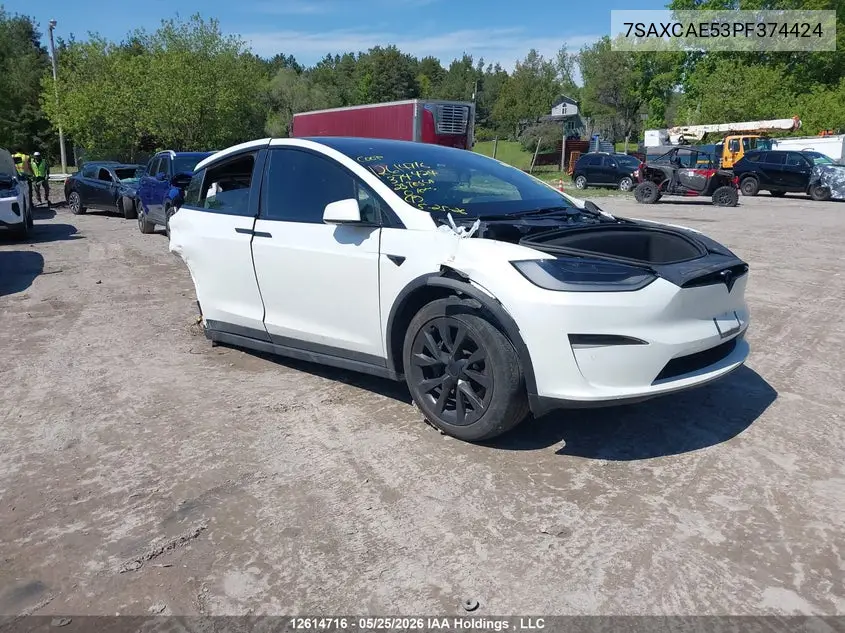 2023 Tesla Model X Awd/Standard Range VIN: 7SAXCAE53PF374424 Lot: 12614716