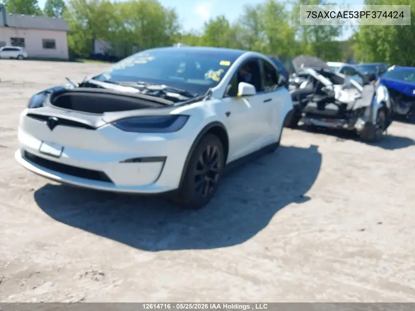 2023 Tesla Model X Awd/Standard Range VIN: 7SAXCAE53PF374424 Lot: 12614716