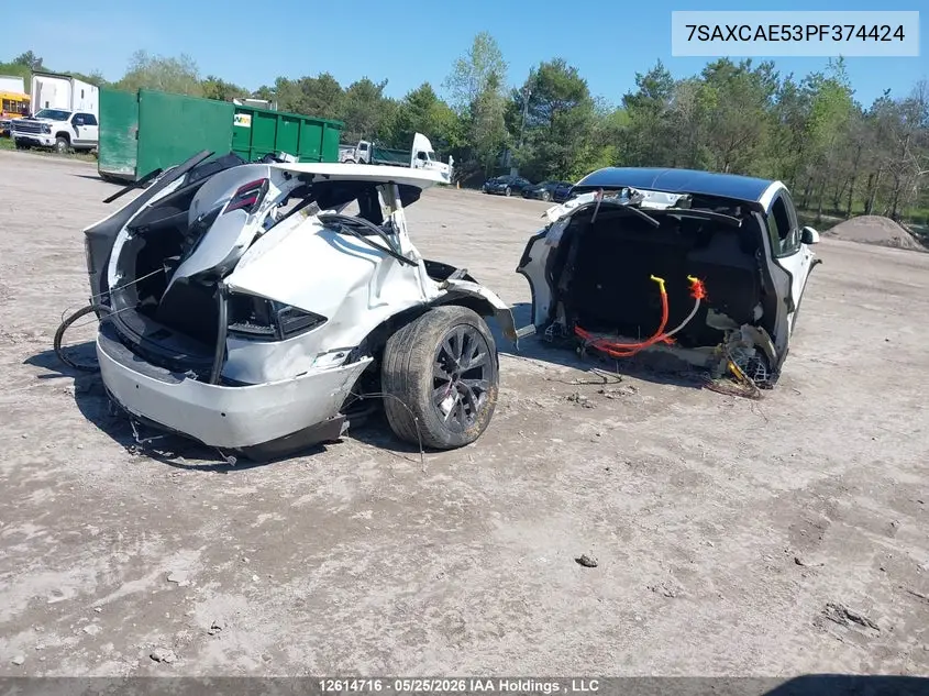 2023 Tesla Model X Awd/Standard Range VIN: 7SAXCAE53PF374424 Lot: 12614716