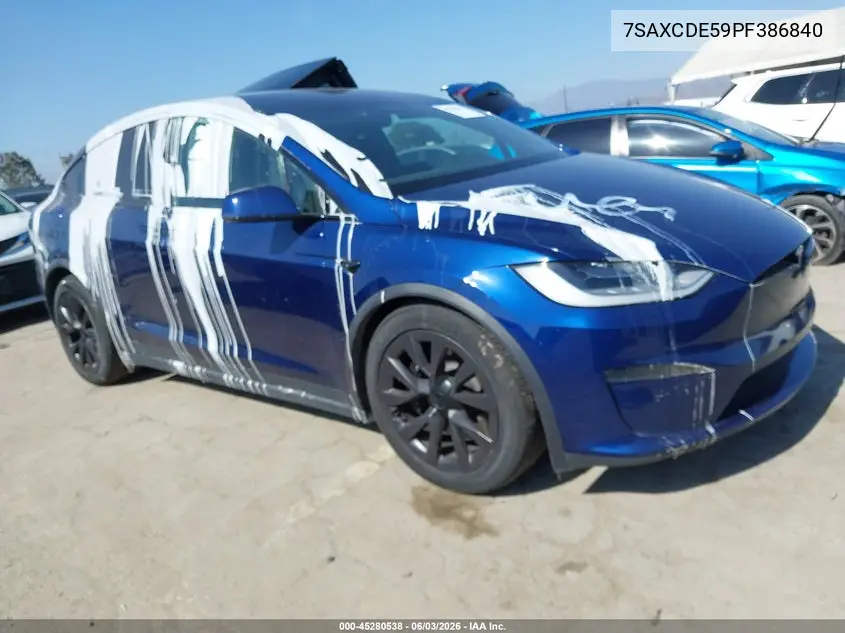 2023 Tesla Model X Dual Motor All-Wheel Drive/Standard Range VIN: 7SAXCDE59PF386840 Lot: 45280538