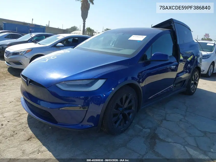 2023 Tesla Model X Dual Motor All-Wheel Drive/Standard Range VIN: 7SAXCDE59PF386840 Lot: 45280538
