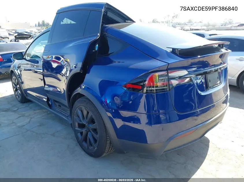 2023 Tesla Model X Dual Motor All-Wheel Drive/Standard Range VIN: 7SAXCDE59PF386840 Lot: 45280538