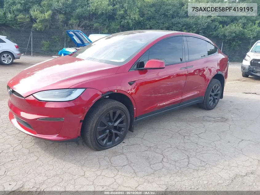 2023 Tesla Model X Dual Motor All-Wheel Drive/Standard Range VIN: 7SAXCDE58PF419195 Lot: 45345953