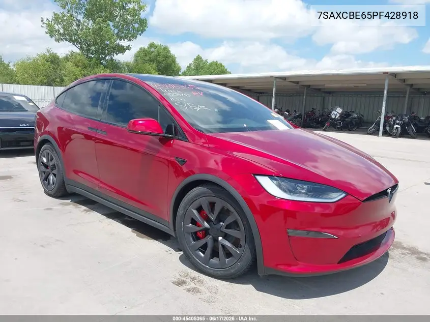 2023 Tesla Model X Plaid Tri Motor All-Wheel Drive VIN: 7SAXCBE65PF428918 Lot: 45405365